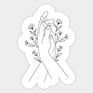 Hands holding flowers Sticker